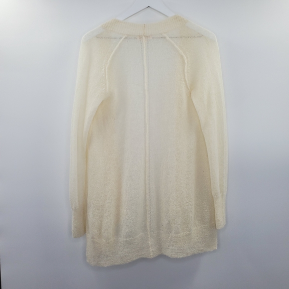 Rebecca Taylor Fuzzy Sheer Open Draped Cardigan Mohair Alpaca Cream Cozy - Picture 5 of 8
